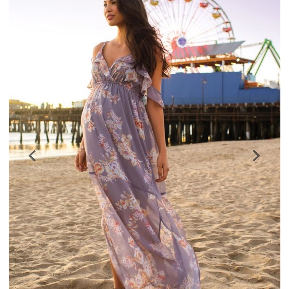 Grey floral Maternity dress